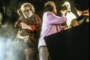 Jerry Garcia "Hell in a Bucket" video shoot, 1987