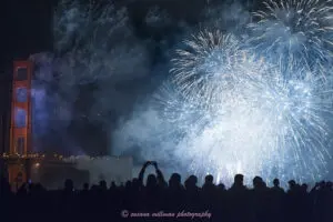 Fireworks at 75th anniversary celebration of Golden Gate Bridge, SF